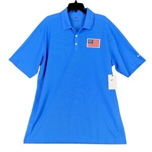 Nike Polo Shirt Mens XL Dri Fit Performance USA Flag Golf Athletic Classic